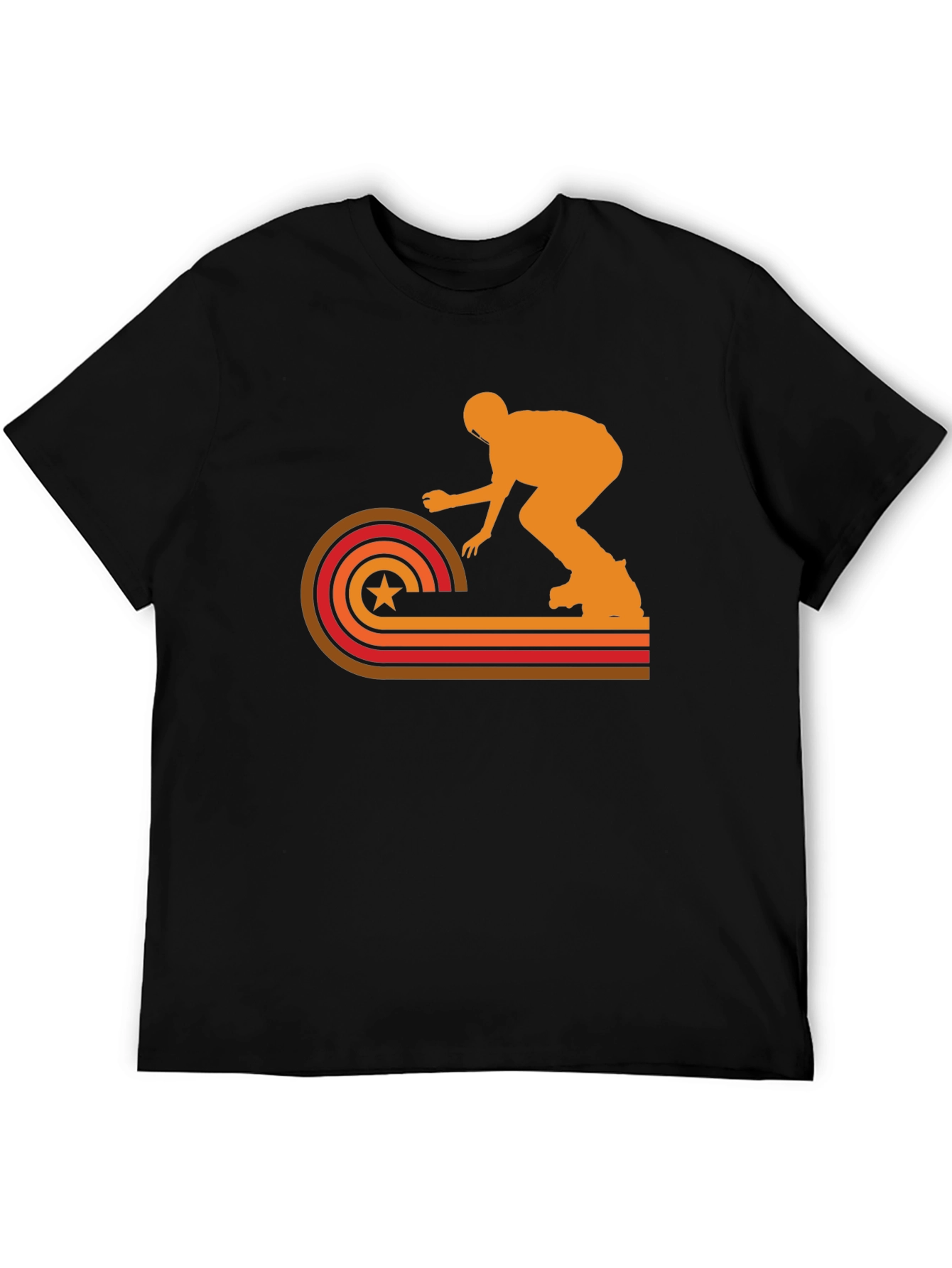 Retro Skater Graphic Tee - Black Cotton T-Shirt