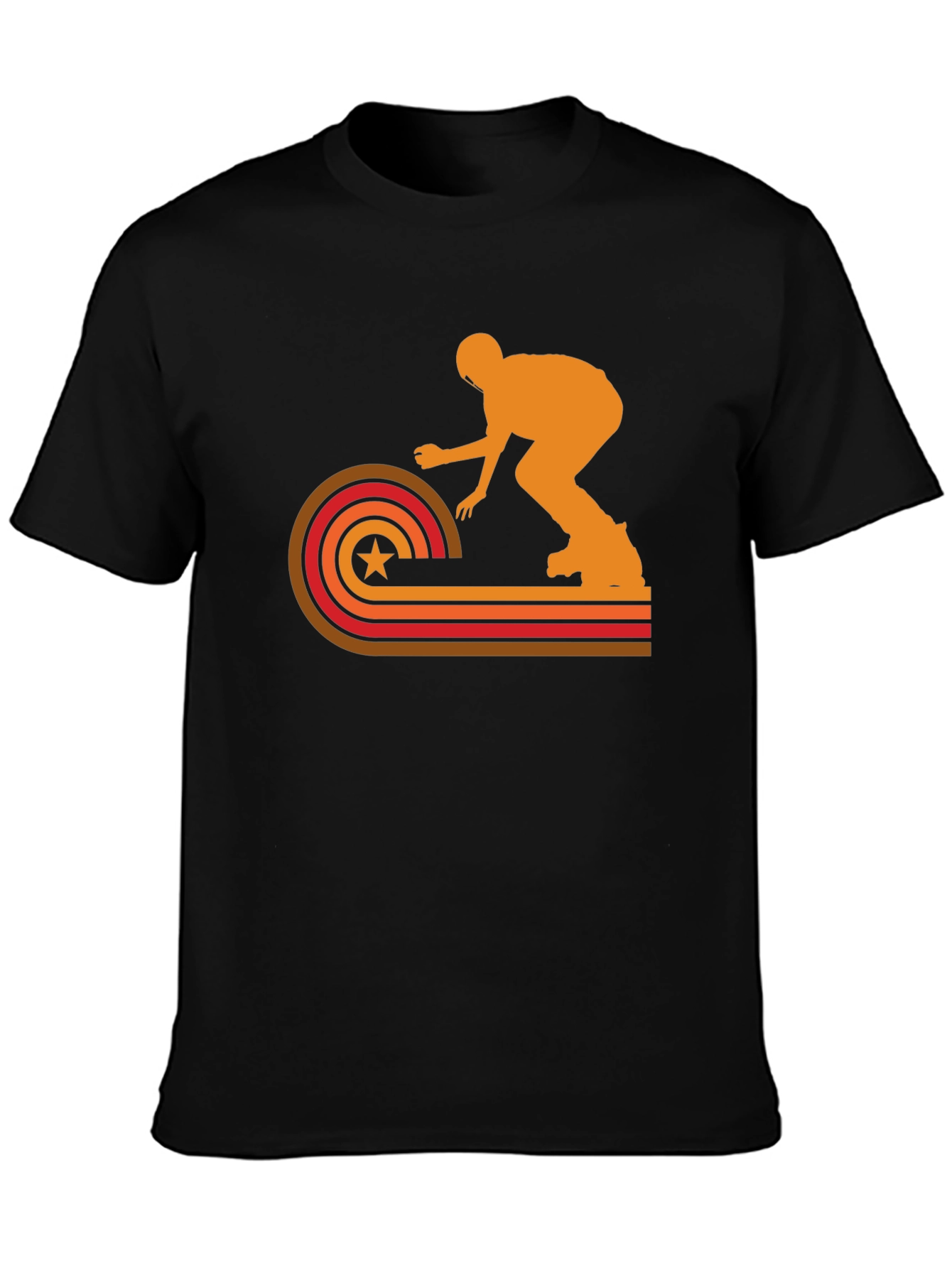 Retro Skater Graphic Tee - Black Cotton T-Shirt