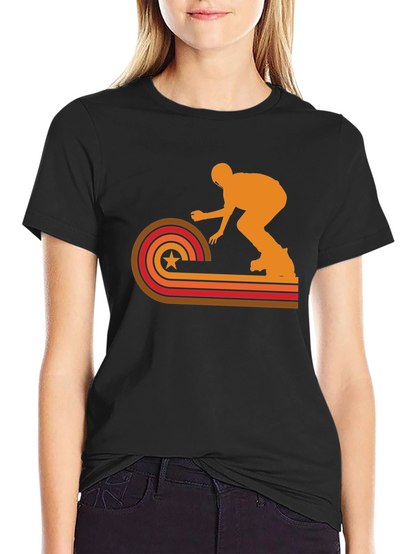 Retro Skater Graphic Tee - Black Cotton T-Shirt