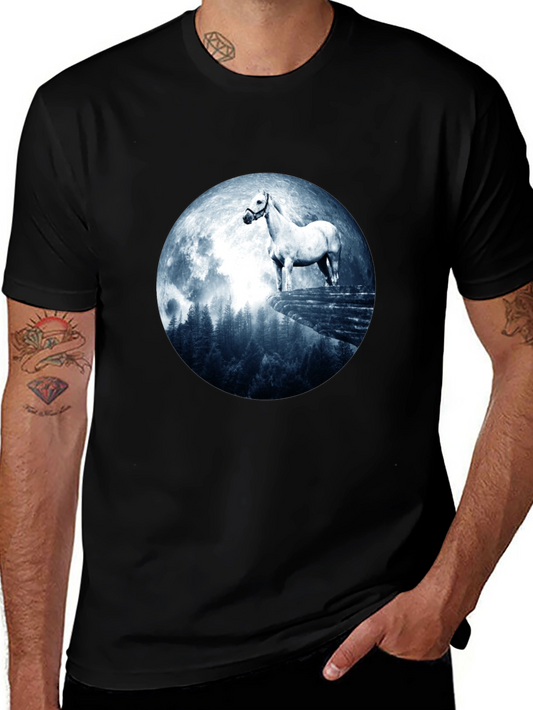 Horse & Moon Graphic Tee - Mens Black T-Shirt