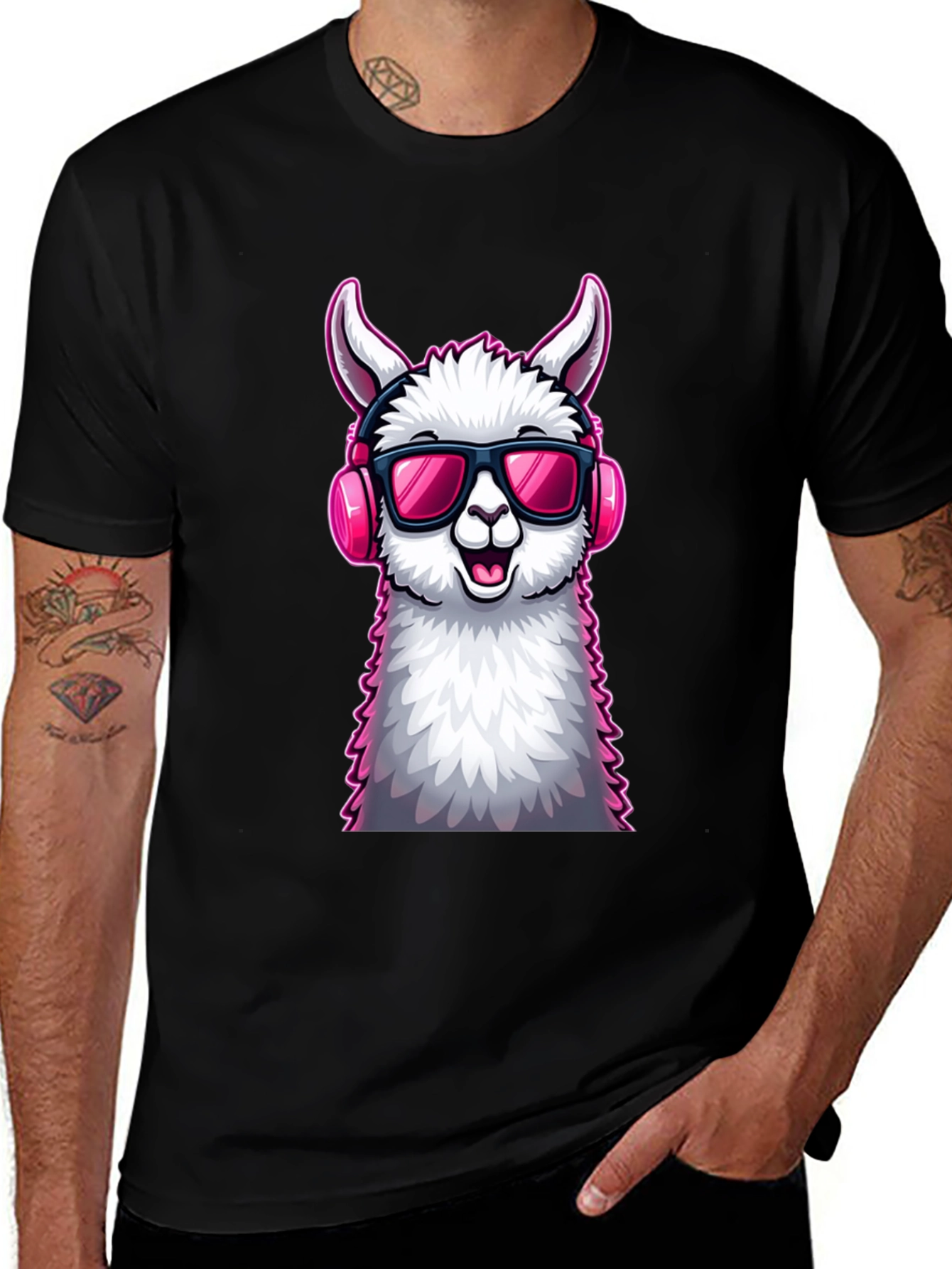 Cool Llama Graphic Tee - Black Cotton T-Shirt