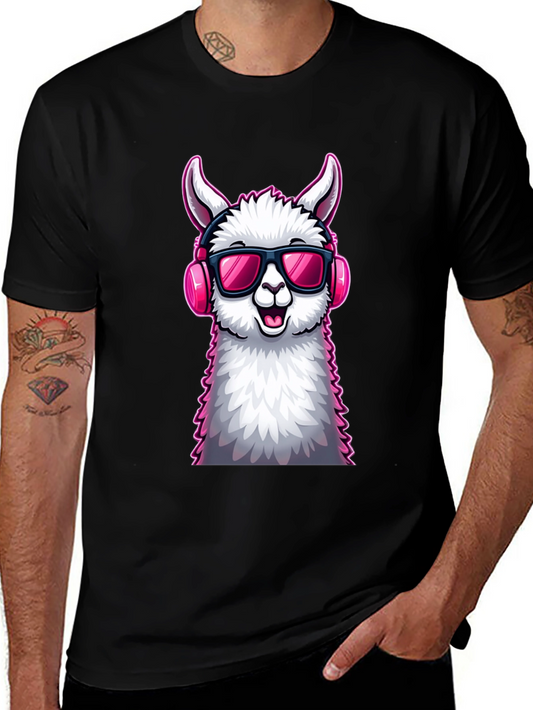 Cool Llama Graphic Tee - Black Cotton T-Shirt