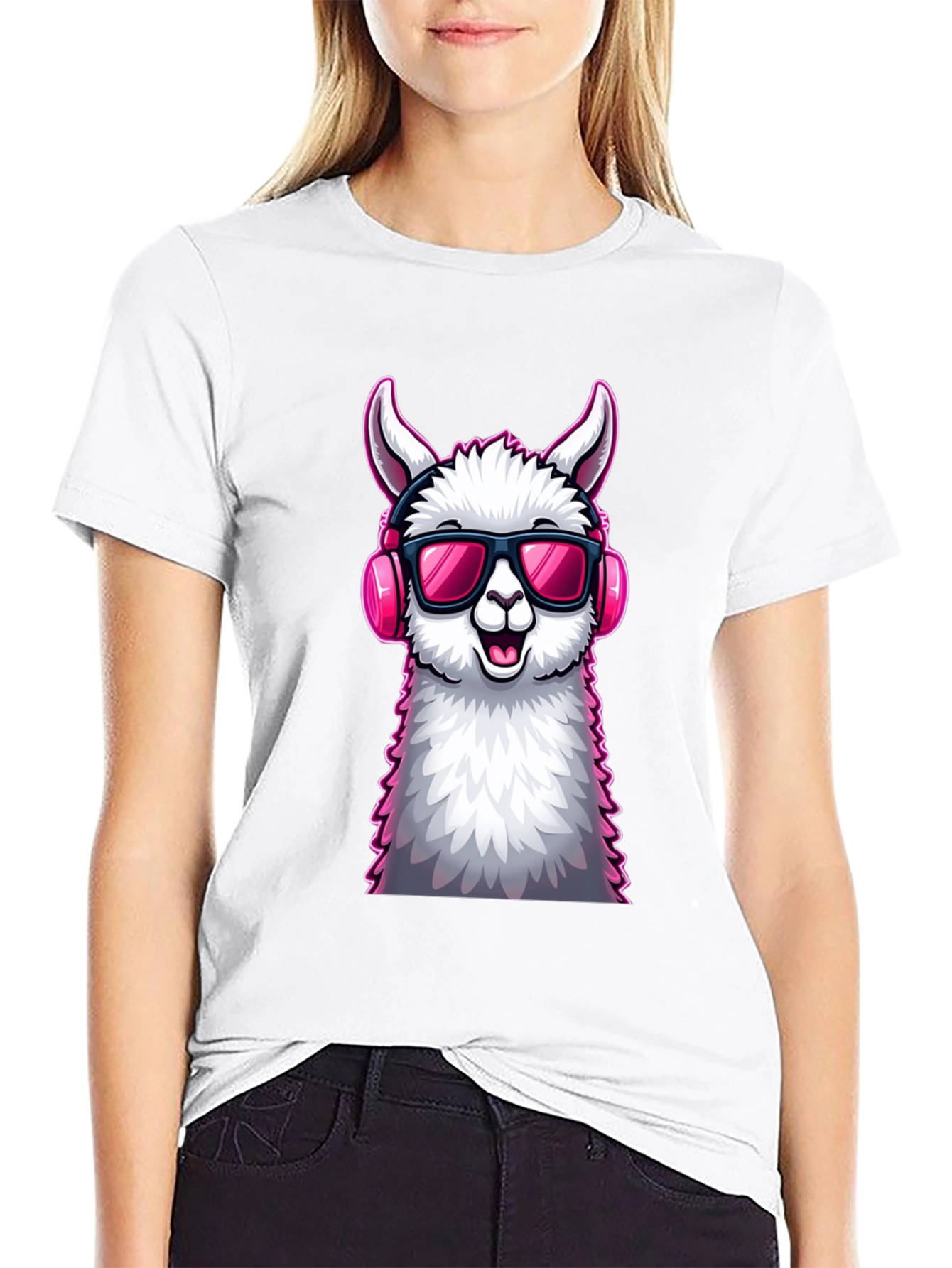 Cool Llama Graphic Tee - Black Cotton T-Shirt