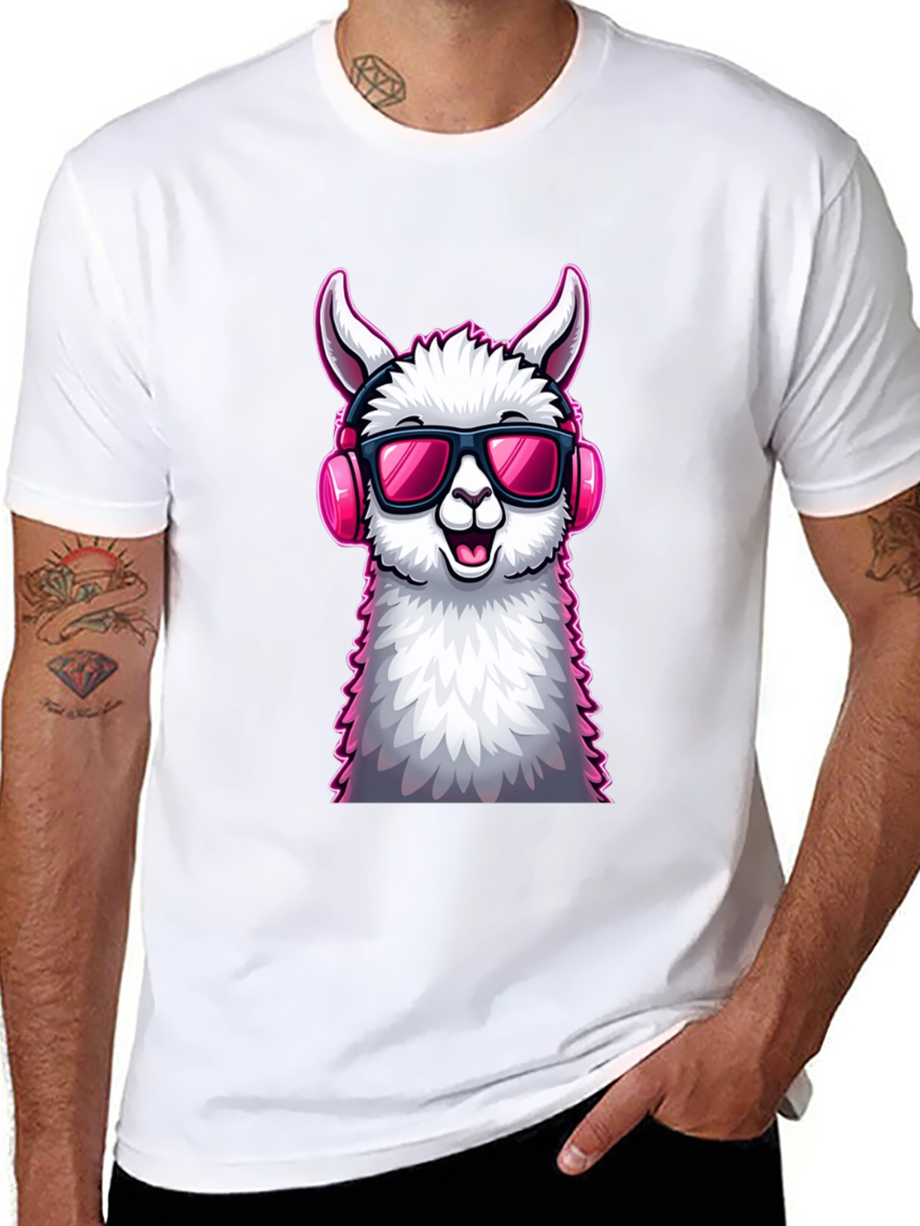 Cool Llama Graphic Tee - Black Cotton T-Shirt