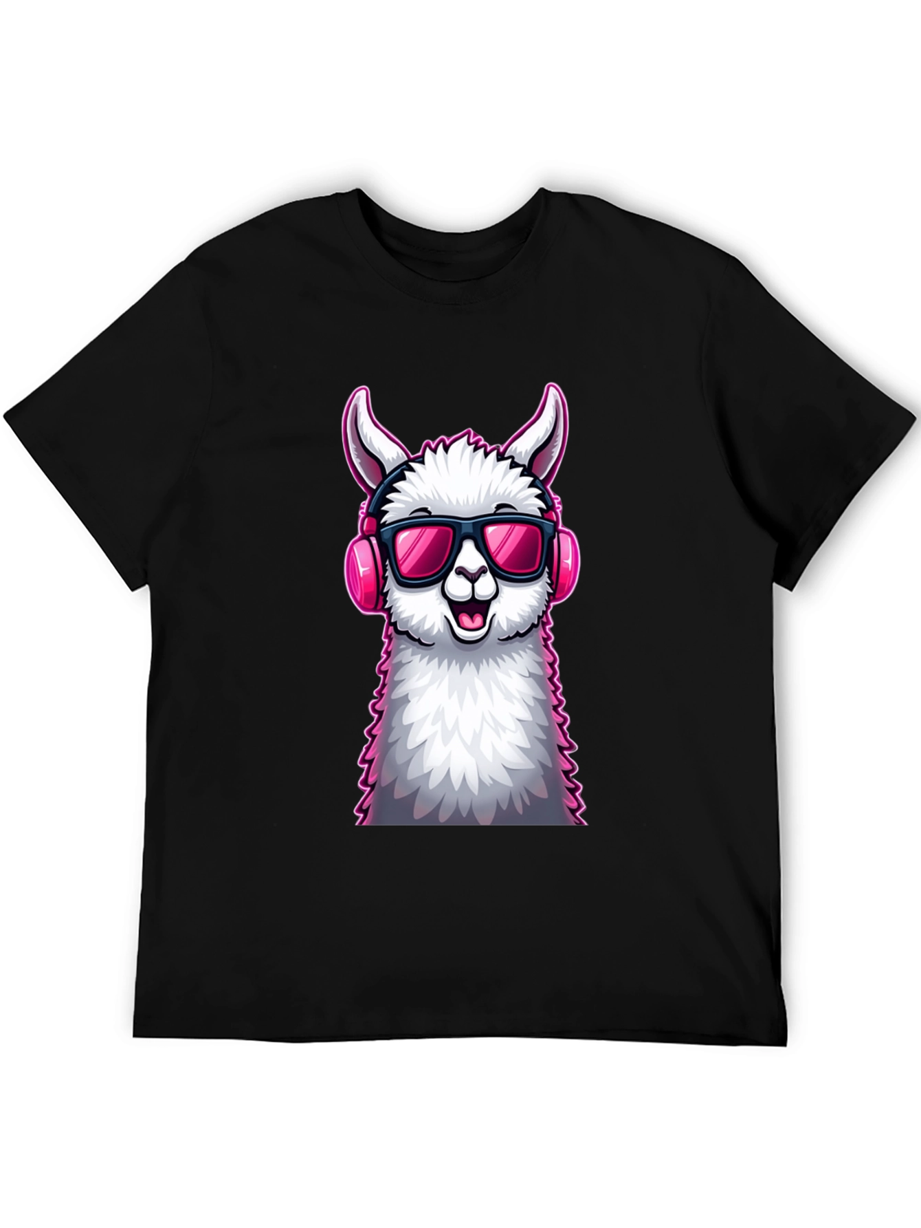 Cool Llama Graphic Tee - Black Cotton T-Shirt