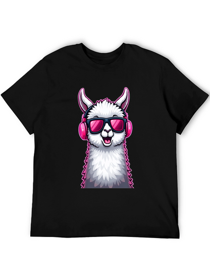 Cool Llama Graphic Tee - Black Cotton T-Shirt