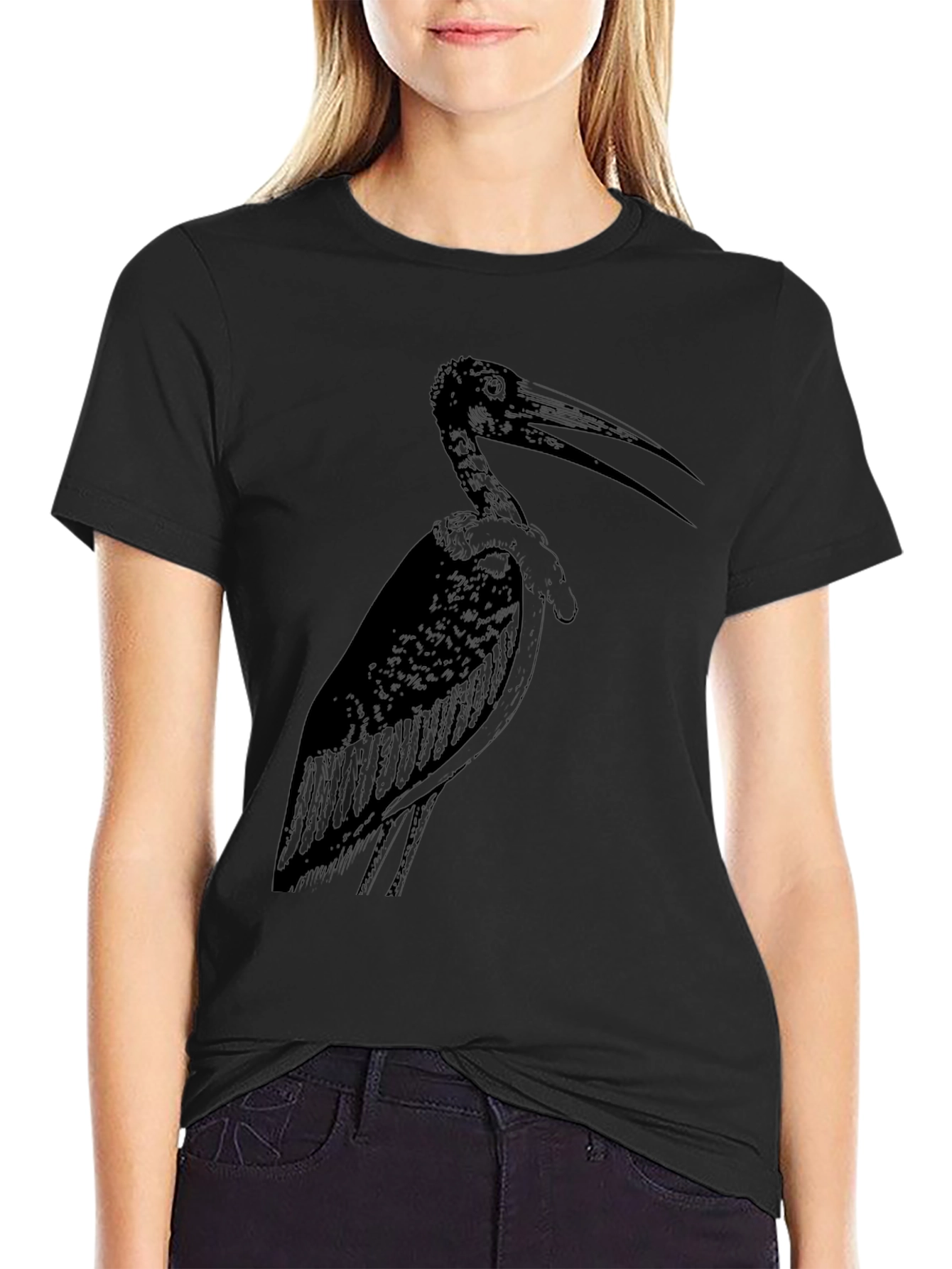Stork Graphic Tee - Stylish Black Cotton T-Shirt
