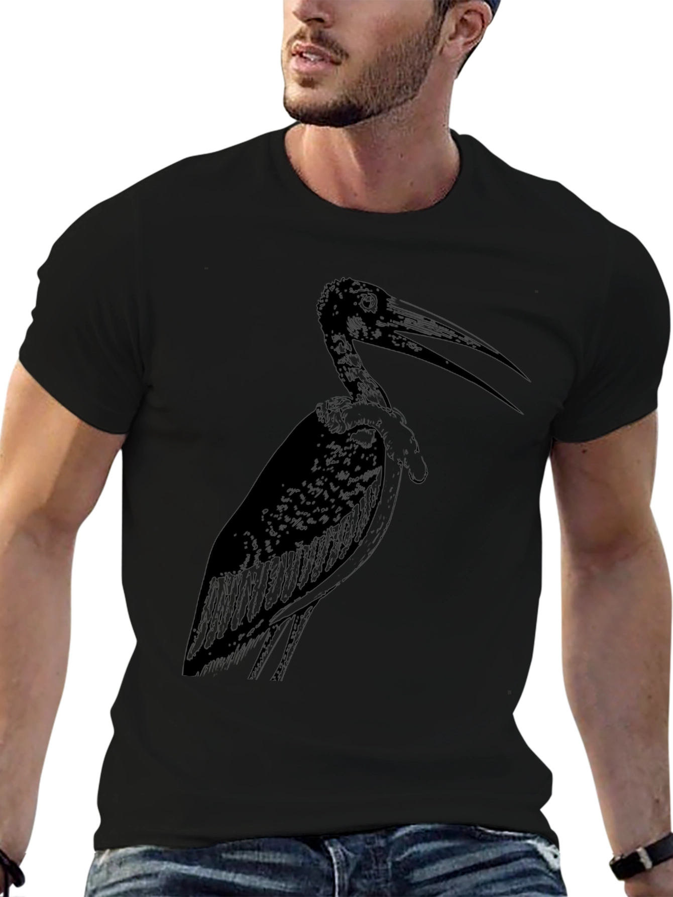 Stork Graphic Tee - Stylish Black Cotton T-Shirt
