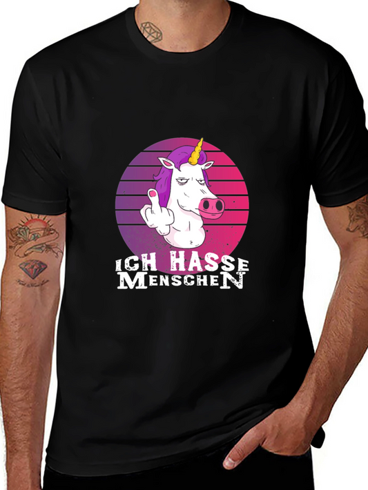 Ich Hasse Menschen Unicorn T-Shirt Funny Graphic Tee