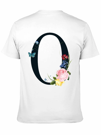 Floral Letter O Black T-Shirt