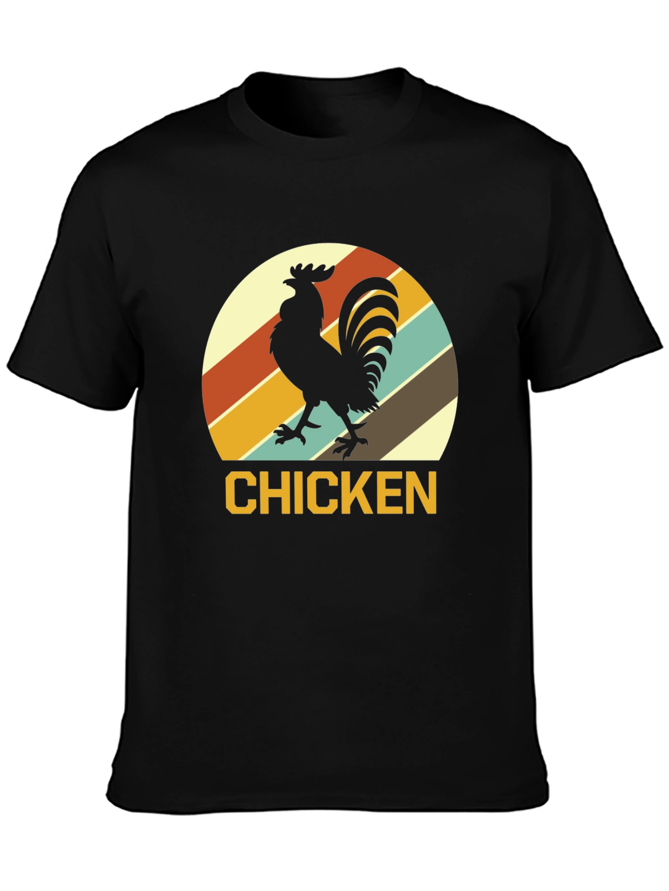 Retro Chicken Graphic T-Shirt - Black