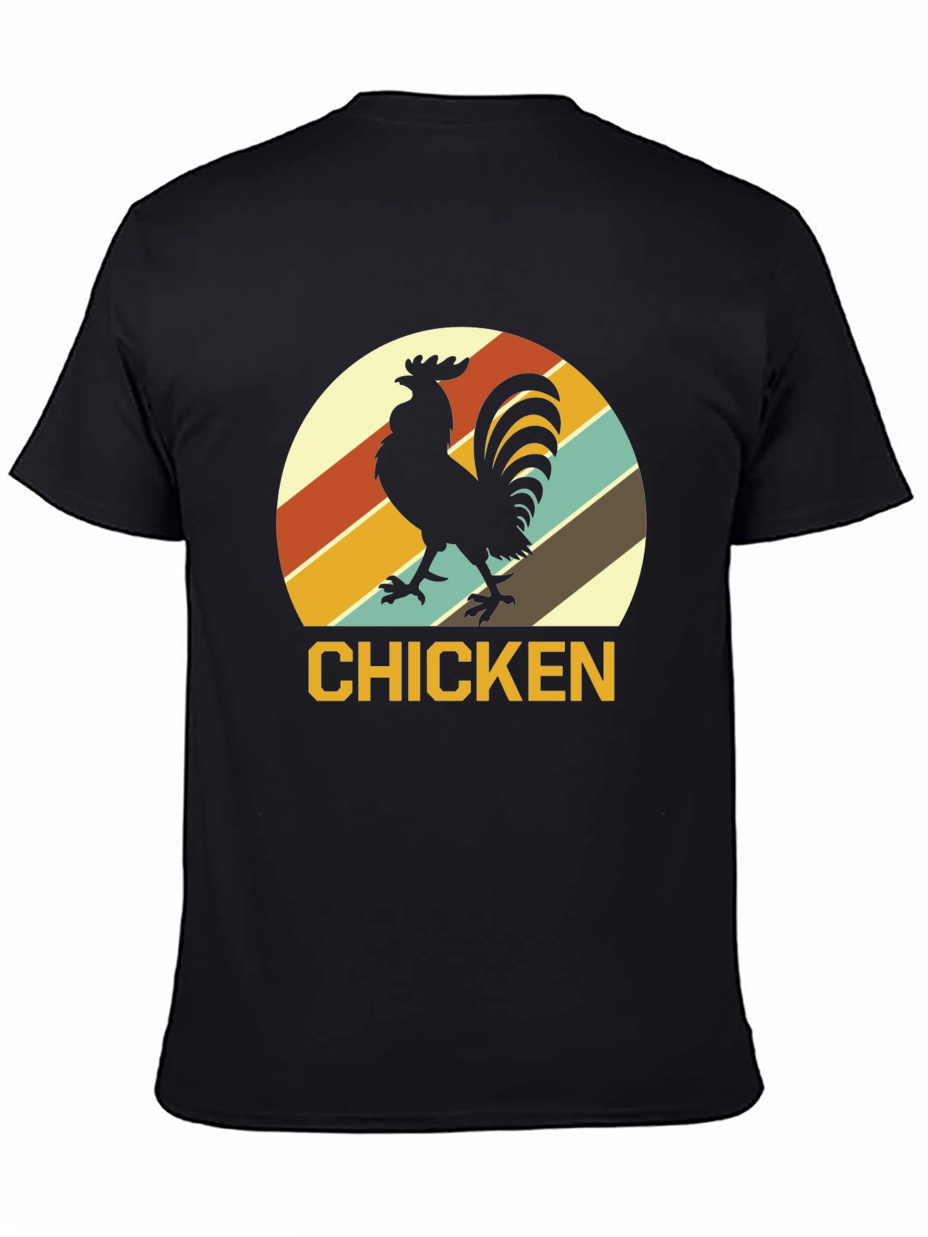 Retro Chicken Graphic T-Shirt - Black