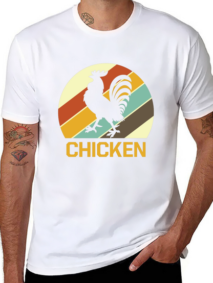 Retro Chicken Graphic T-Shirt - Black