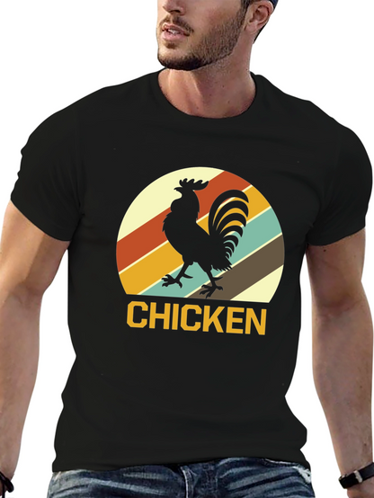 Retro Chicken Graphic T-Shirt - Black