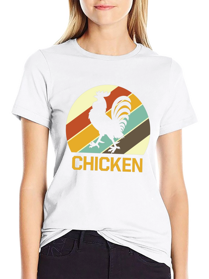Retro Chicken Graphic T-Shirt - Black