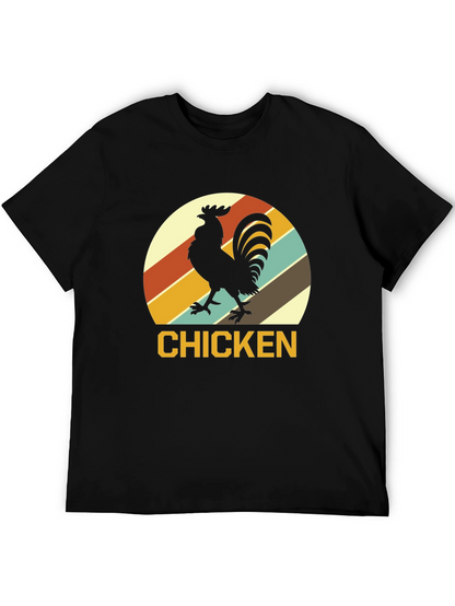 Retro Chicken Graphic T-Shirt - Black