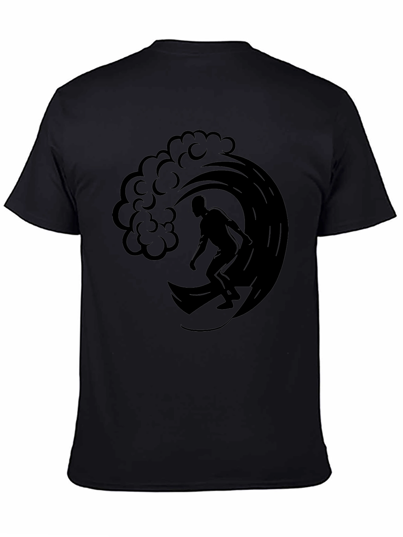 Surfer Wave Graphic Tee - Mens Black T-Shirt