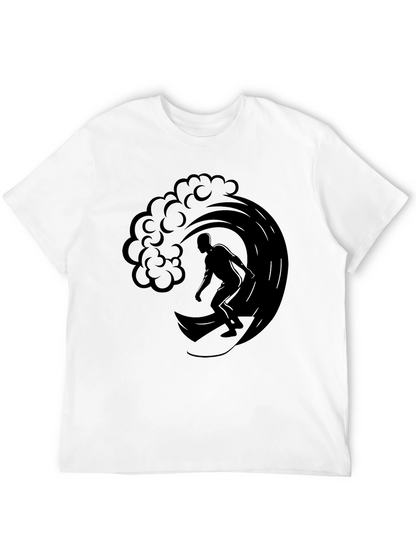 Surfer Wave Graphic Tee - Mens Black T-Shirt