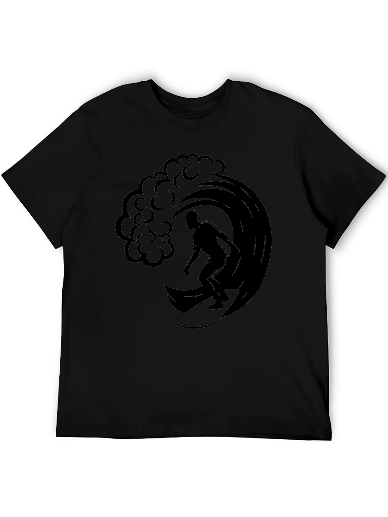 Surfer Wave Graphic Tee - Mens Black T-Shirt