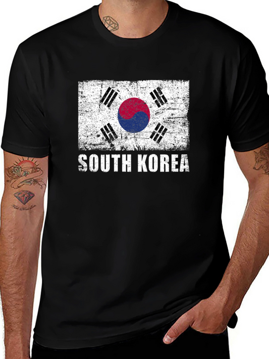 South Korea Flag Graphic Tee - Distressed Design