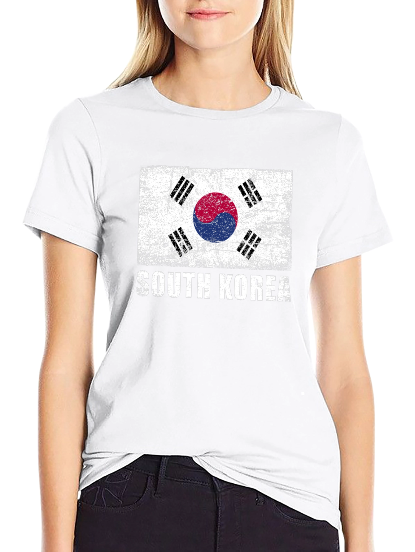 South Korea Flag Graphic Tee - Distressed Design