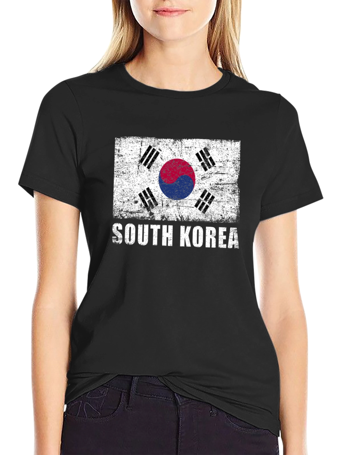 South Korea Flag Graphic Tee - Distressed Design