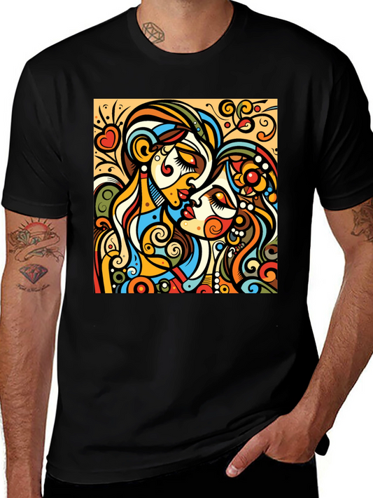 Abstract Kiss Graphic Tee - Bold Design