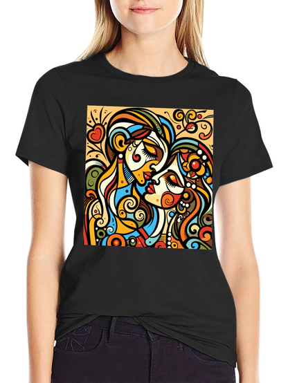 Abstract Kiss Graphic Tee - Bold Design