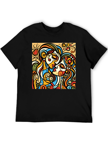 Abstract Kiss Graphic Tee - Bold Design