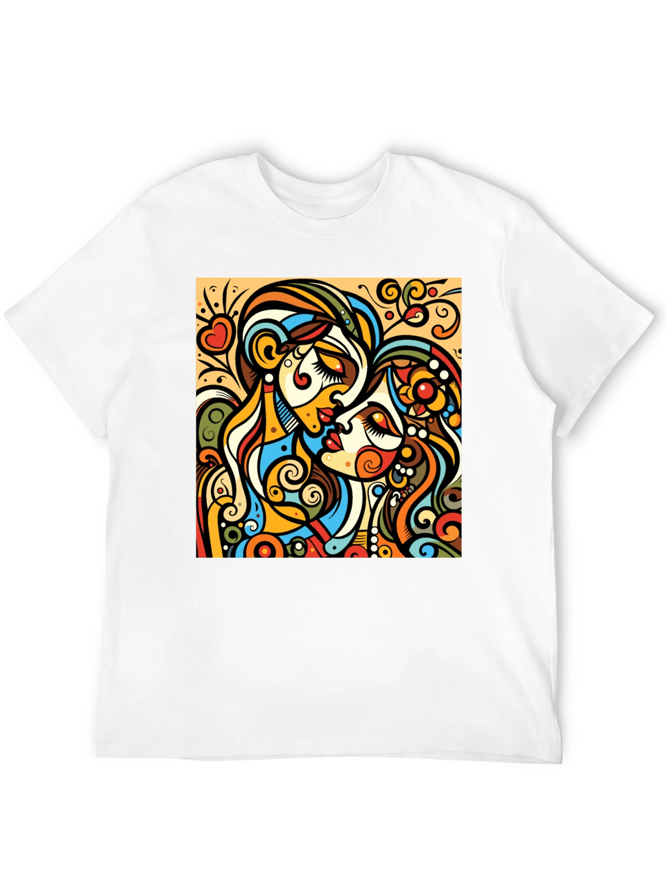Abstract Kiss Graphic Tee - Bold Design
