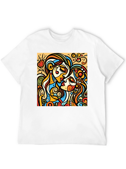 Abstract Kiss Graphic Tee - Bold Design