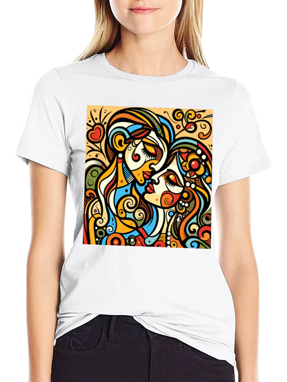 Abstract Kiss Graphic Tee - Bold Design