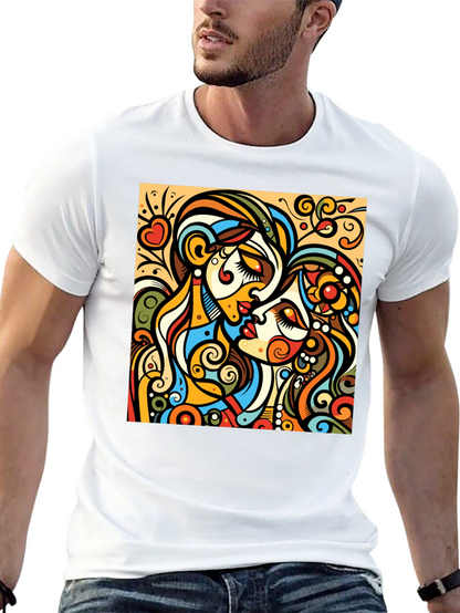 Abstract Kiss Graphic Tee - Bold Design