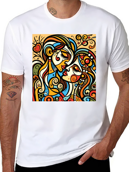 Abstract Kiss Graphic Tee - Bold Design