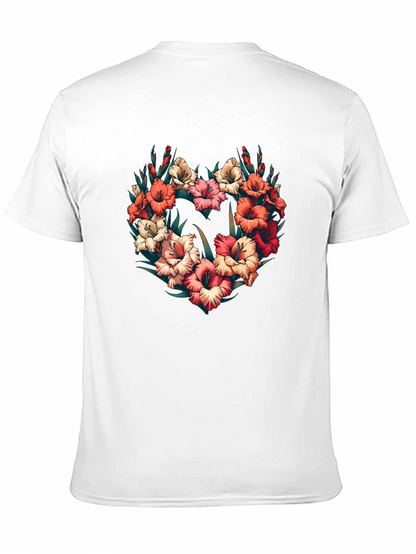 Floral Heart Graphic Black T-Shirt