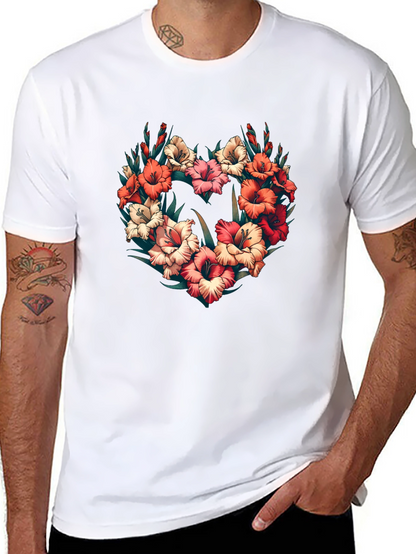 Floral Heart Graphic Black T-Shirt