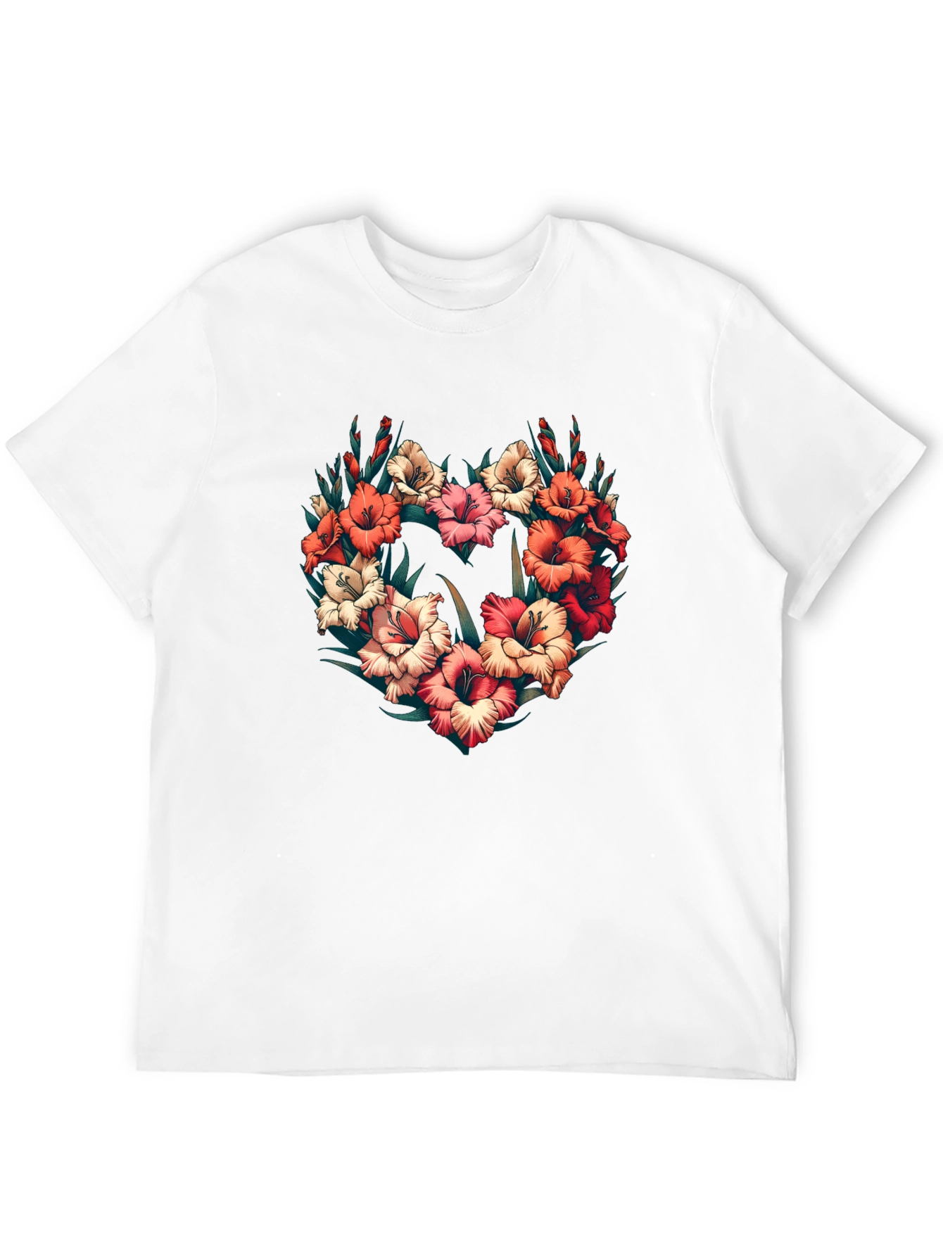 Floral Heart Graphic Black T-Shirt