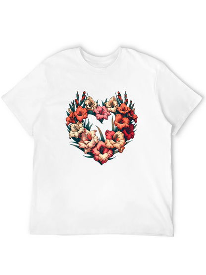 Floral Heart Graphic Black T-Shirt