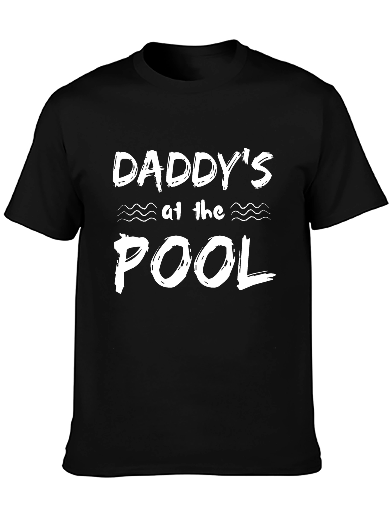 Daddys at the Pool - Mens Black Cotton T-Shirt