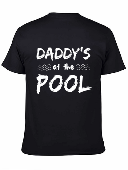 Daddys at the Pool - Mens Black Cotton T-Shirt