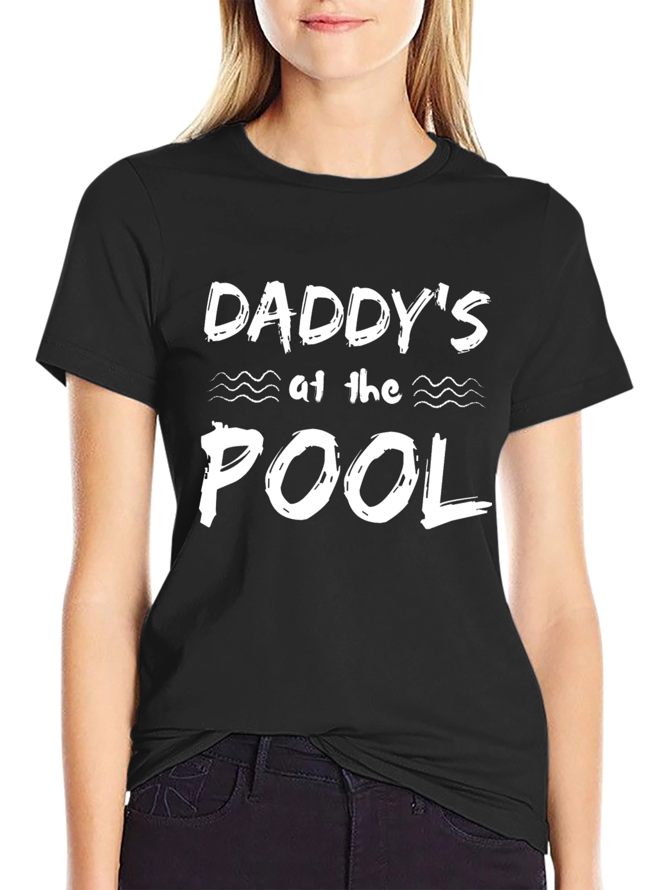 Daddys at the Pool - Mens Black Cotton T-Shirt