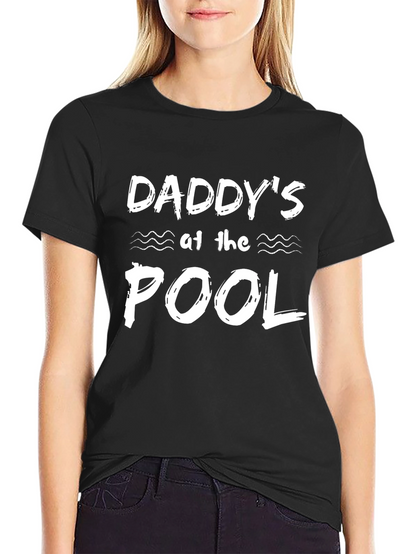 Daddys at the Pool - Mens Black Cotton T-Shirt