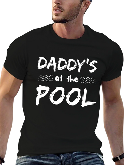 Daddys at the Pool - Mens Black Cotton T-Shirt