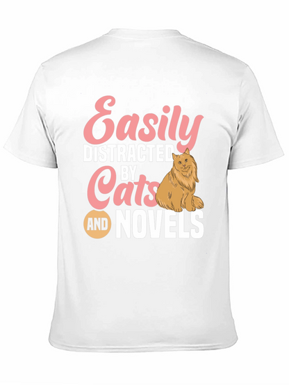 Easily Distracted by Cats and Novels T-Shirt