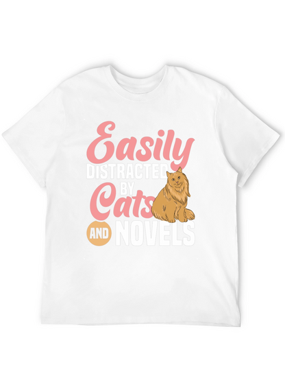 Easily Distracted by Cats and Novels T-Shirt