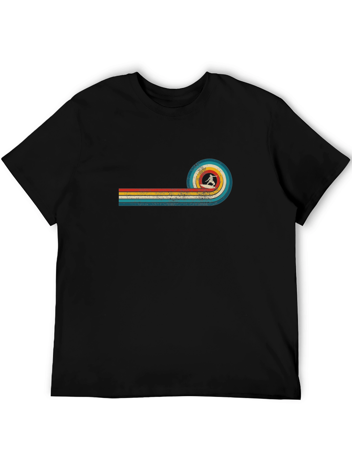 Retro Surfer Graphic Tee - Black Cotton T-Shirt
