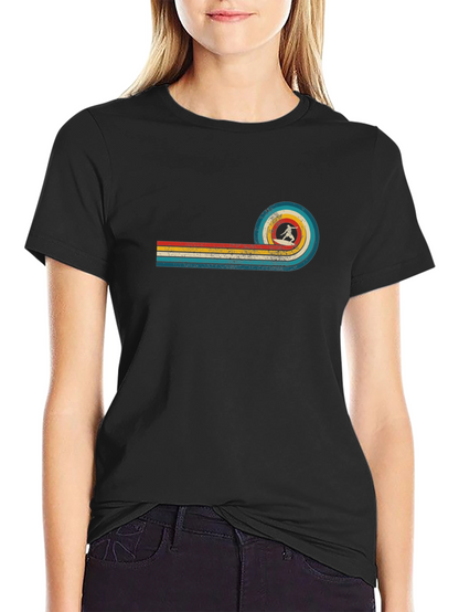 Retro Surfer Graphic Tee - Black Cotton T-Shirt