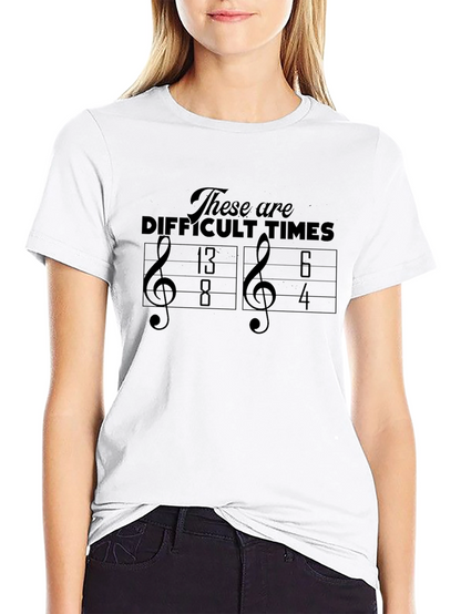 Difficult Times Music Pun Black Graphic T-Shirt