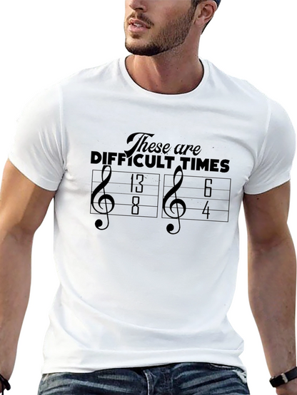 Difficult Times Music Pun Black Graphic T-Shirt