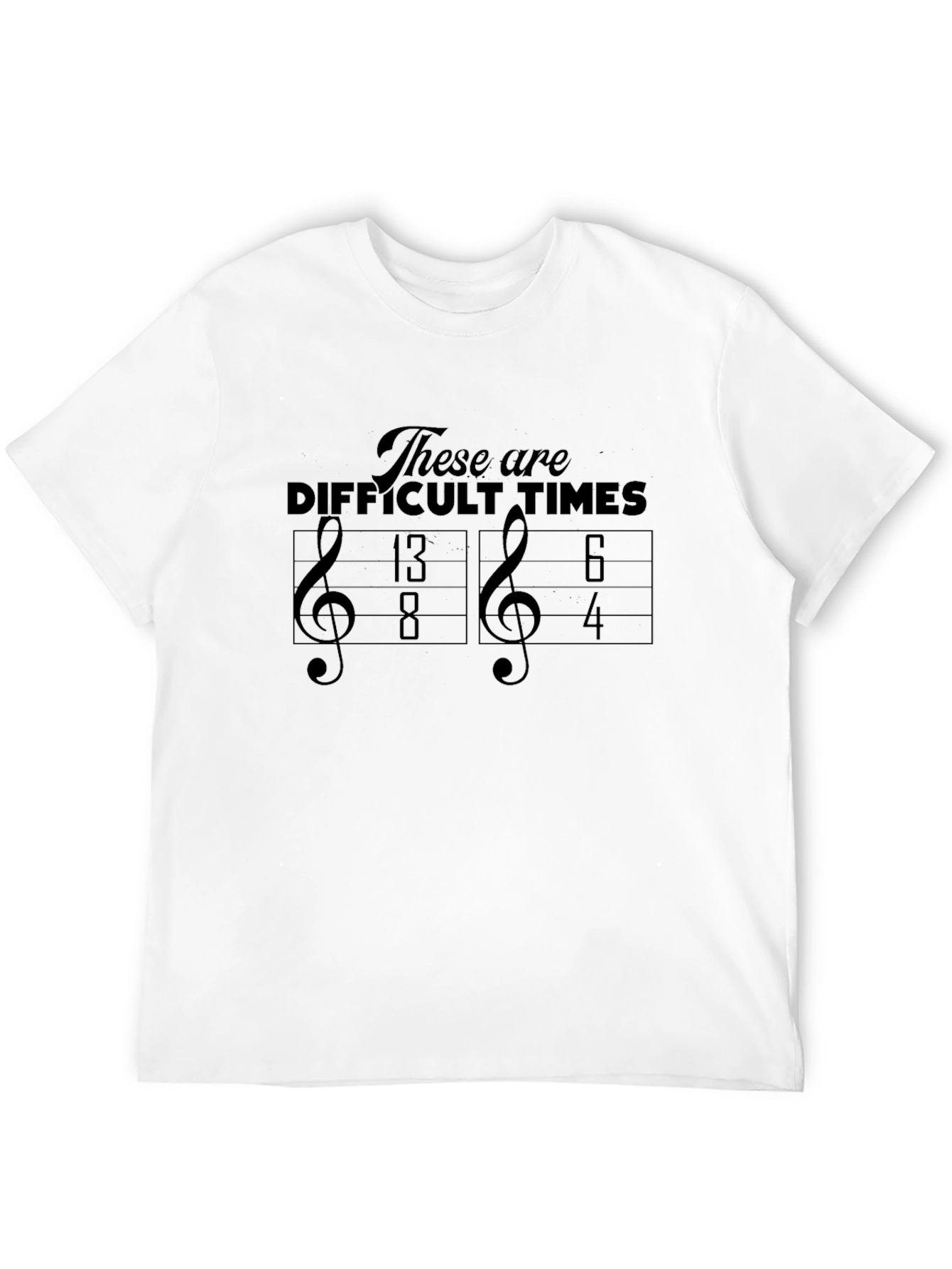 Difficult Times Music Pun Black Graphic T-Shirt